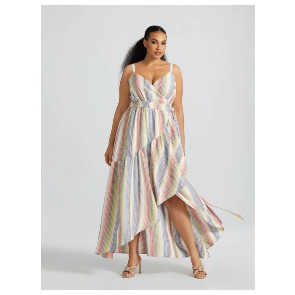 GABRIELLE UNION Maxi Linen Blend Maxi Dress w/ Ruffle